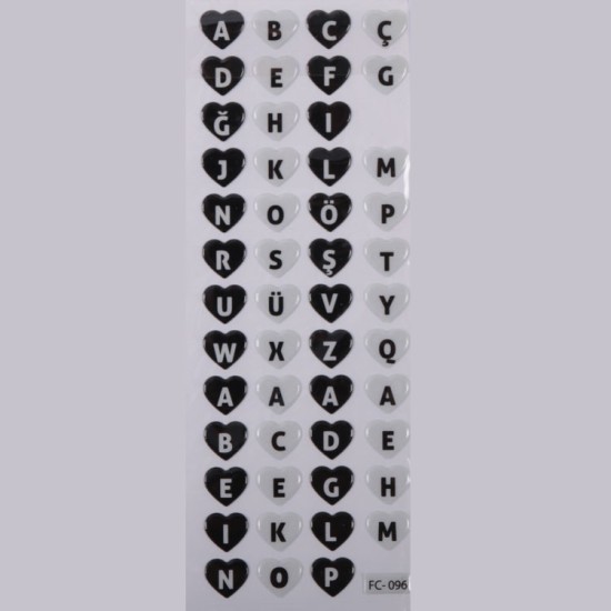 Schwarz Weiß Herz Buchstaben ( Beşiktaş )Face Sticker Aufkleber - FC096 - Mytortenland